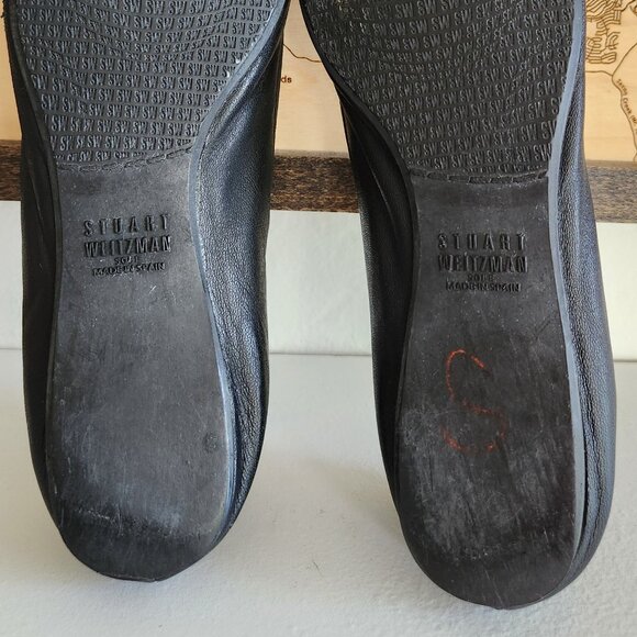 Stuart Weitzman softest leather gold bow/patent leather bow ballet flat shoes 5 - Picture 13 of 13